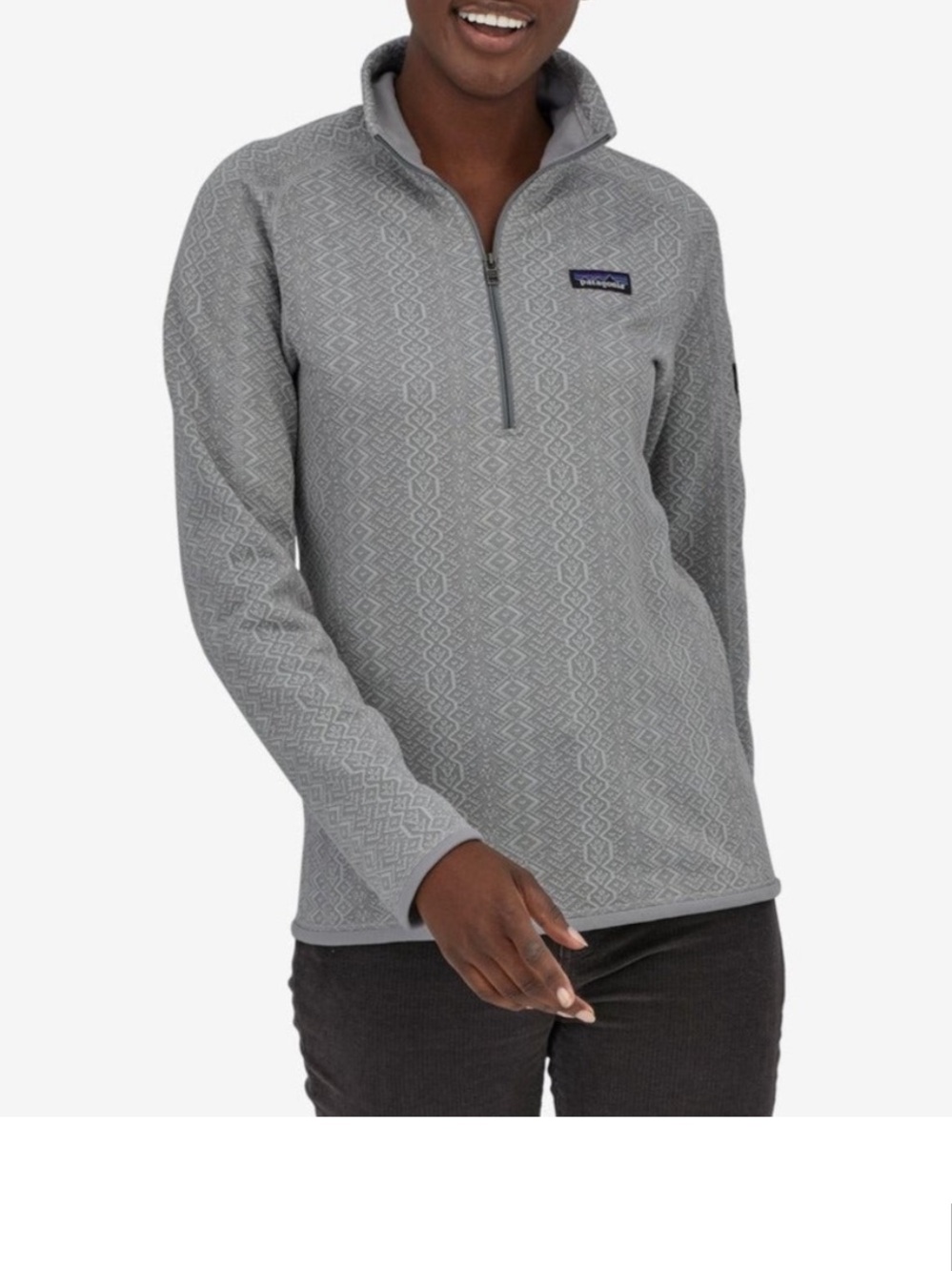 Patagonia Better Sweater 1/4-Zip Gray Fair Isle Pullover in excellent new cond